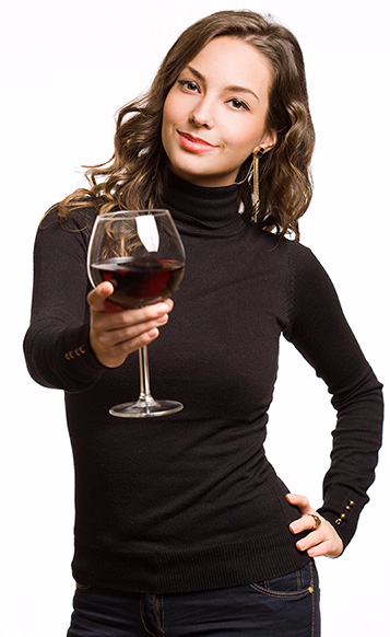 Lady toasing with wine